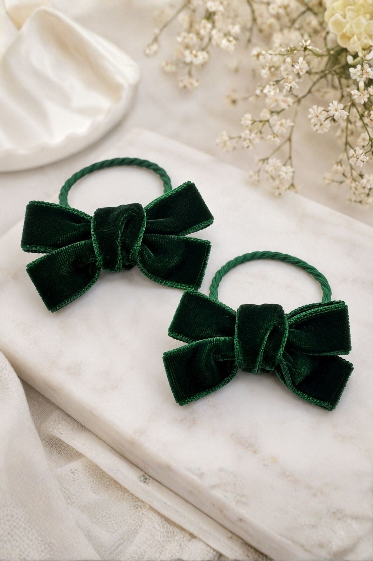 Green Velvet Ribbon Hair Tie