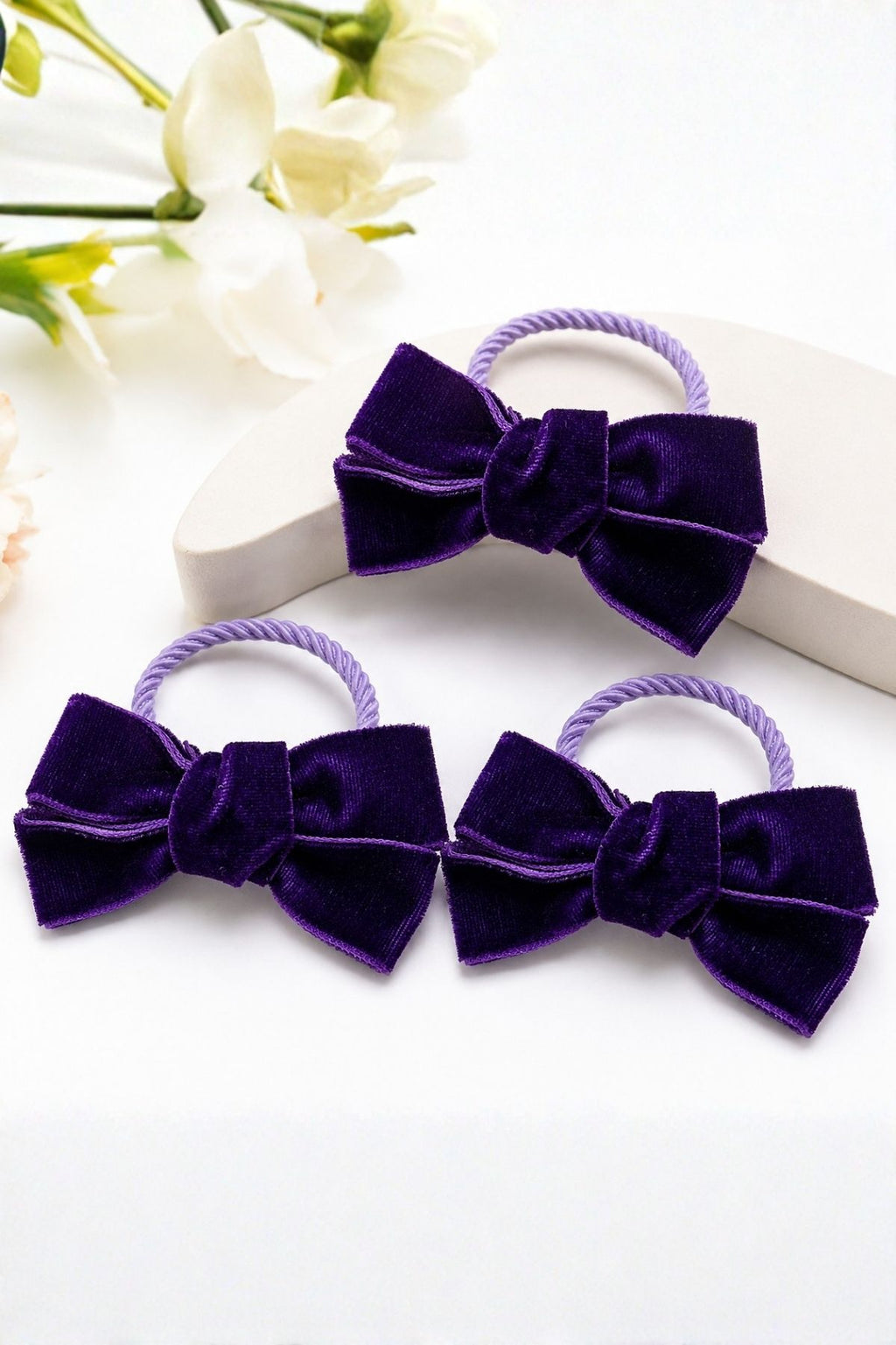 Purple Velvet Ribbon Hair Tie