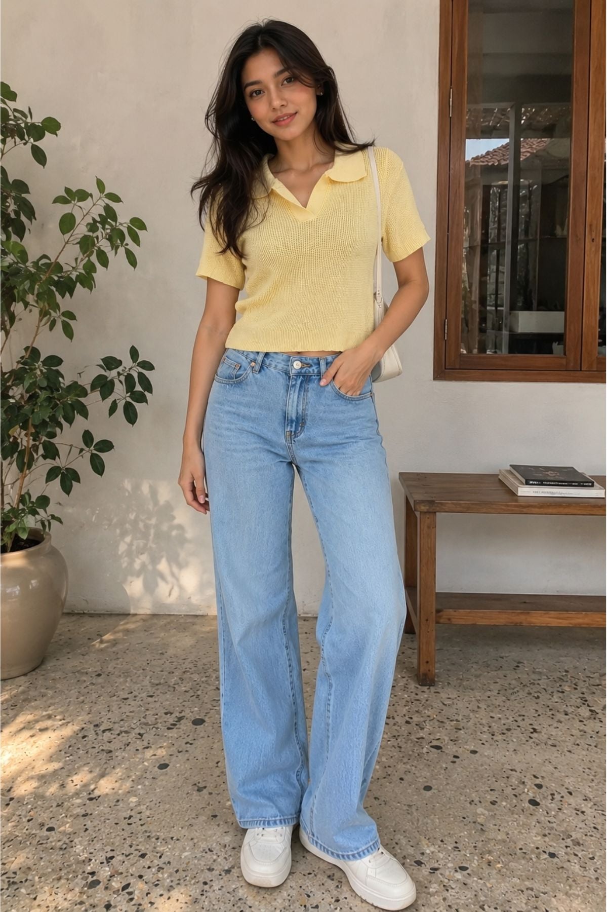 Yellow Short-Sleeve Knit Polo T- Shirt