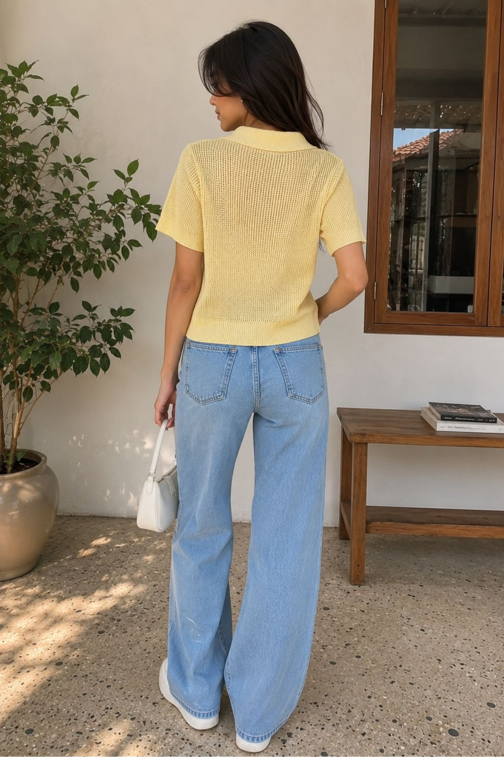 Yellow Short-Sleeve Knit Polo T- Shirt