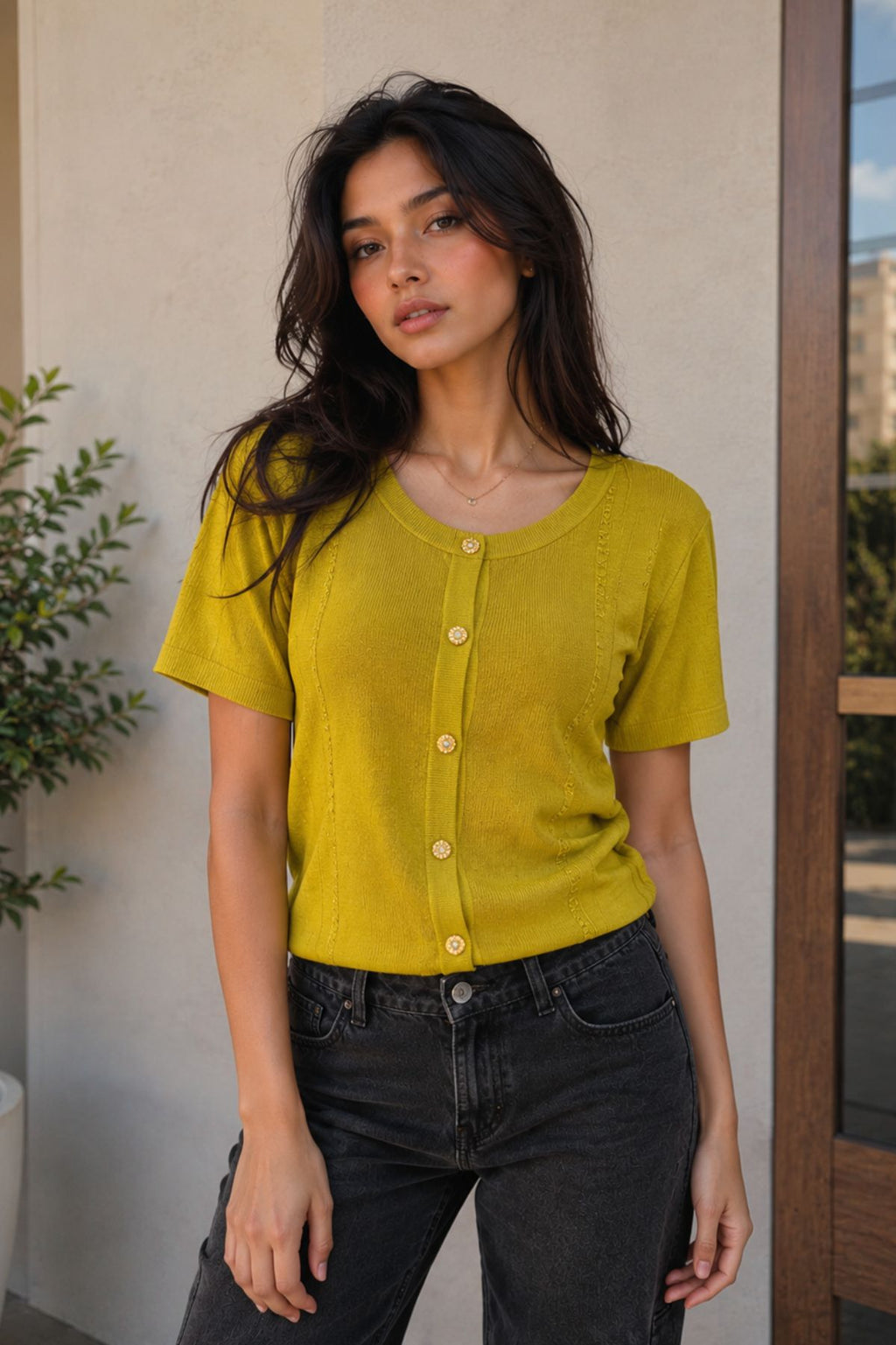 Olive Green Sweater Knit Top
