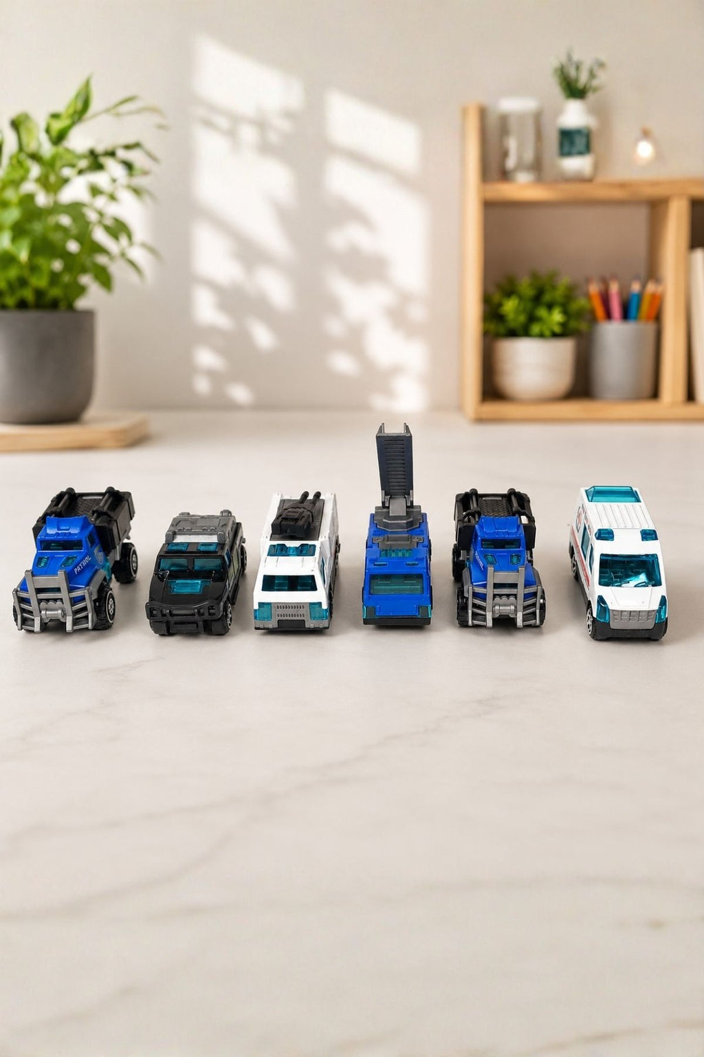 Police and Emergency Vehicle Toy Set (6 Pieces)