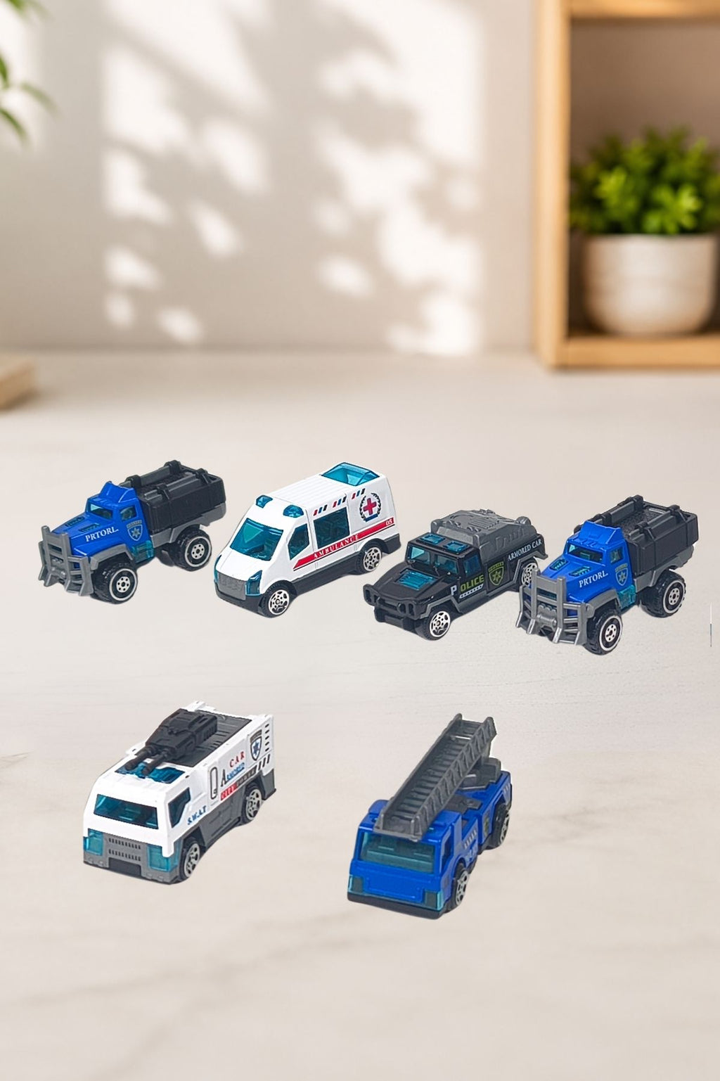 Police and Emergency Vehicle Toy Set (6 Pieces)