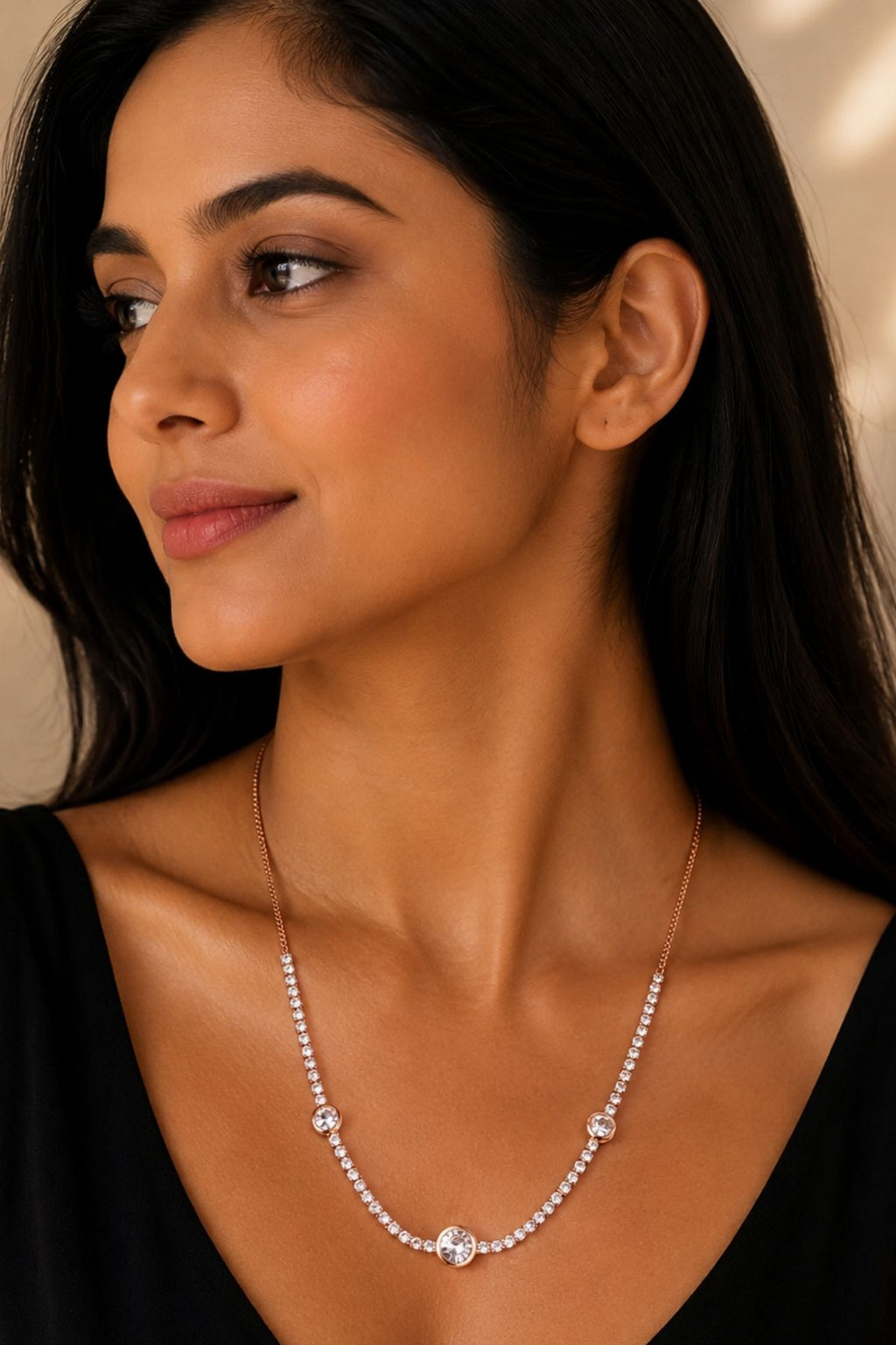 Diamond Drop Choker Necklace