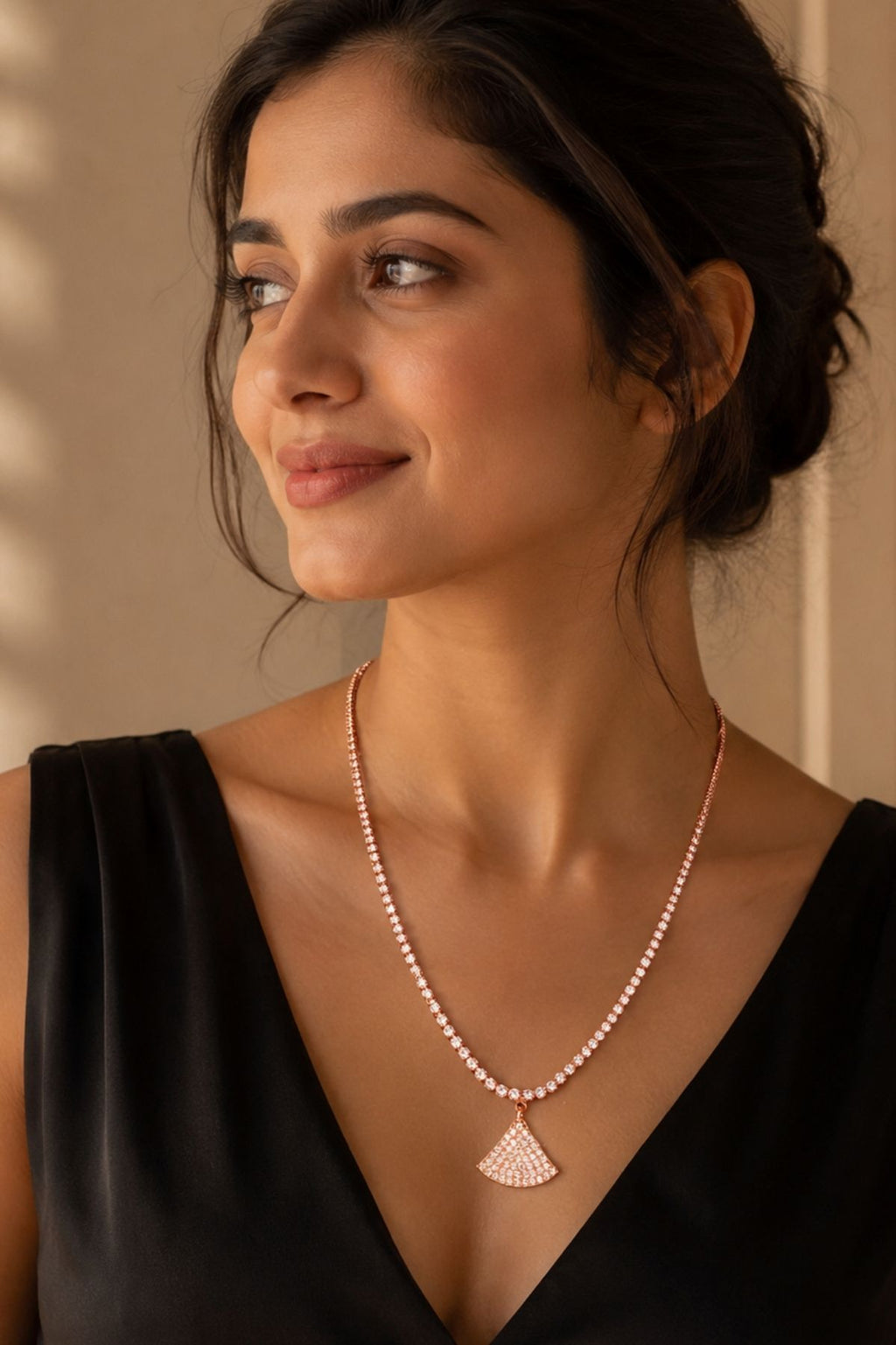 Pave Diamond Pendant Choker Necklace