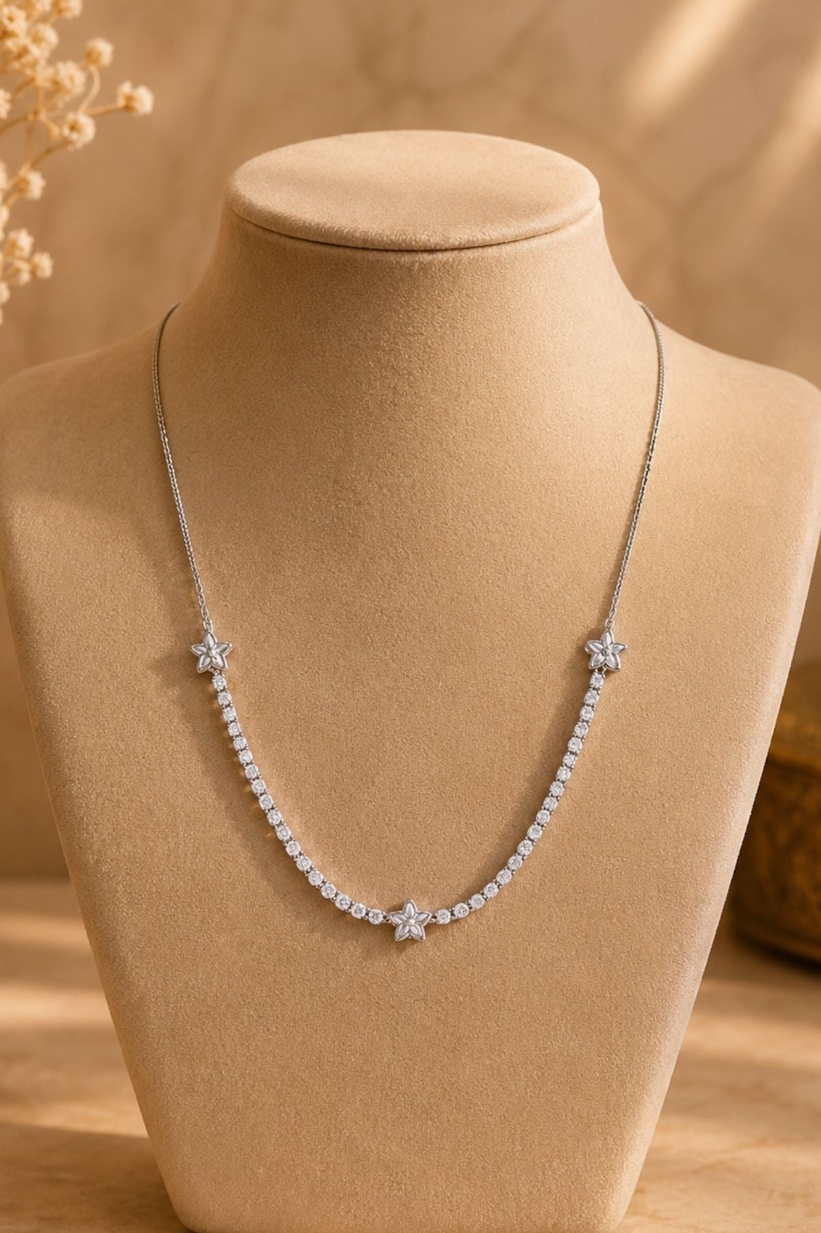 Floral Crystal Stone Choker Necklace