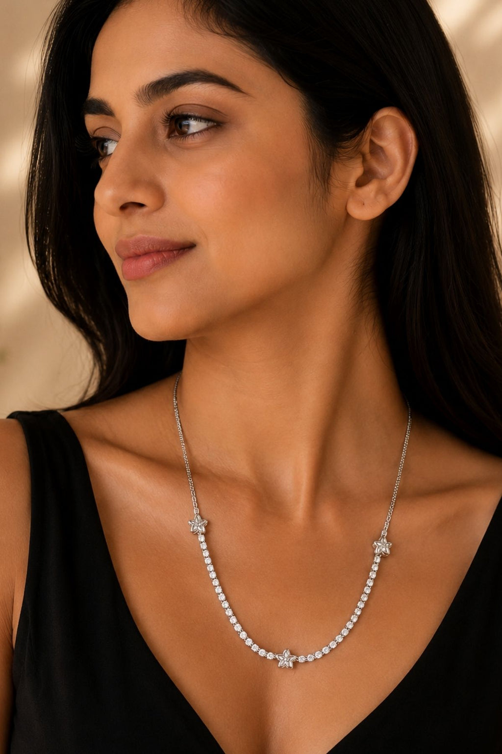 Floral Crystal Stone Choker Necklace